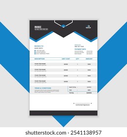 Plantilla de forma de Factura de negocios. diseño de Vector de Plantilla de Factura limpia.