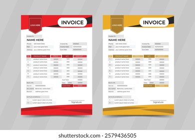Business invoice form template. clean invoice template vector design. professional invoice design.