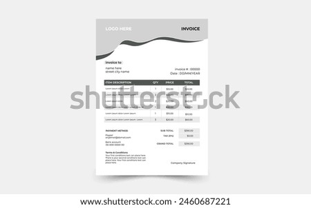 Business invoice form template. clean invoice template vector design. professional invoice design.