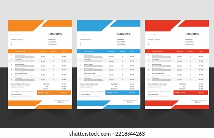 Business invoice form template, Invoicing quotes, money bills or price invoices and payment agreement design templates, Tax form, bill graphic or payment receipt page vector set