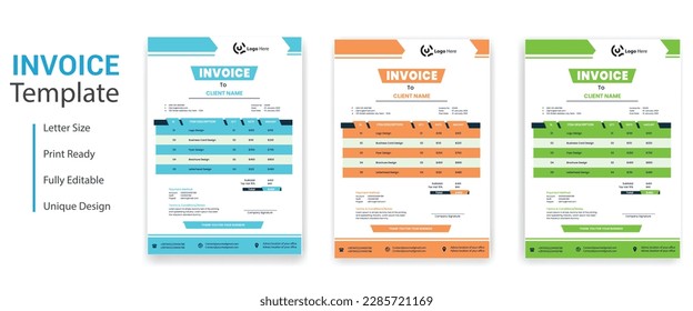 Business invoice form template. Invoicing quotes, money bills or price invoices and payment agreement design templates. Tax form, bill graphic or payment receipt page vector set