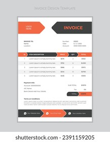 Business invoice form template. Invoicing quotes, money bills or price invoices, and payment agreement design templates. Tax form, bill graphic, or payment receipt page vector.