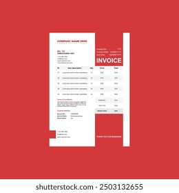 Business invoice form template. Minimal Invoice Layout. Modern And Simple Invoice.