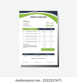 Business invoice form template. Minimal Invoice Layout. Modern And Simple Invoice.