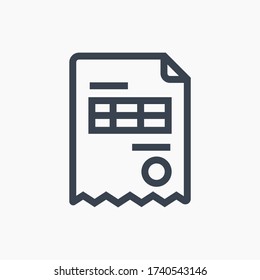 Icono minimalista del vector de línea de factura comercial. Símbolo del documento de finanzas. Icono de facturación para el diseño web. Icono moderno de papel plano para el diseño de aplicaciones. Signo de facturación financiera iconos lineales planos mínimos