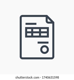 Business invoice line vector minimalistic icon. Finance document symbol. Bill icon for web design. Modern flat paper icon for app design. Financial invoicing sign minimal flat linear icons