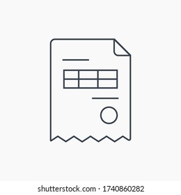 Business invoice line vector minimalistic icon. Finance document symbol. Bill icon for web design. Modern flat paper icon for app design. Financial invoicing sign minimal flat linear icons