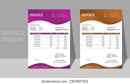  Plantilla de diseño mínima de factura comercial.