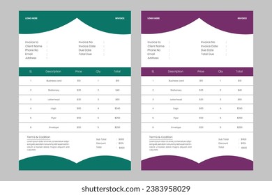 Business invoice minimal design template.