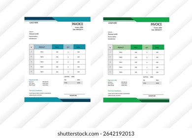Business invoice template and Minimal invoice template with color variation  bundle vector design  or business letterhead design
