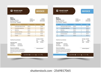 Business invoice template. money bills or price invoices and payment design
Minimal Invoice Layout. Bill payment, Price receipt, Invoice bill. 
