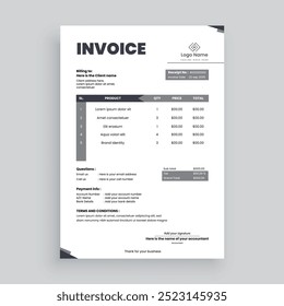 business invoice template with vector design