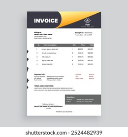 modelo de fatura comercial com design vetorial
