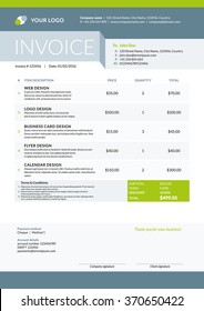 Business Invoice Template. Vector Illustration. Stationery Design