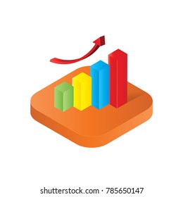 Business isometric icons vector on white background,3D illustration,bar graph