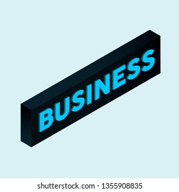 Business isometric text, typography