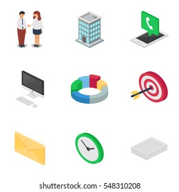 Business isometric vector icons set