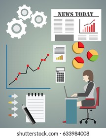 business item set with graphic chart