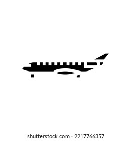 Business Jet Airplane Aircraft Glyph Icon Vector. Business Jet Airplane Aircraft Sign. Isolated Symbol Illustration