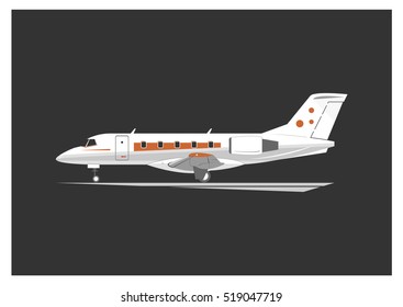 Business Jet Isolated On Background. Vector Illustration