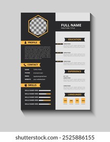 Business Job Aplicações CV e modelo de currículo elegante elegante elegante design limpo fundo pessoal Vetor criativo minimalista retomar capa retomar layout multiúso usar tipografia agradável