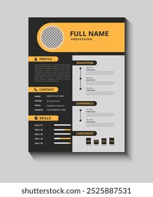 Business Job Aplicações CV e modelo de currículo elegante elegante elegante design limpo fundo pessoal Vetor criativo minimalista retomar capa retomar layout multiúso usar tipografia agradável