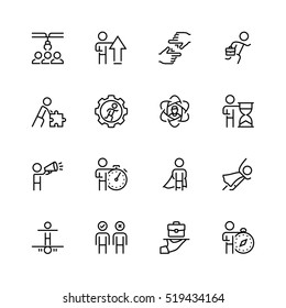 Business, job and personal development icon set in thin line style