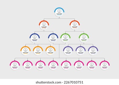 Business job position visualization infographic template vector with colorful round shapes. Office management and presentation infographic diagram vector. Creative flowchart design for office.