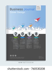 Business journal cover design template with infographics, Use for annual report, brochure, flyer, leaflet, sale kit, catalog, magazine, booklet, portfolio, poster, Vector template in A4 layout.