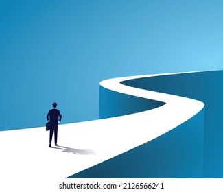 Business journey, businessman walking on long winding path going to success in the future concept