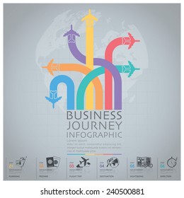 Business Journey With Global Airline Infographic Diagram Design Template