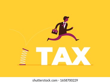 Business jumping from spring. Concept business vector illustration, Flat cartoon design