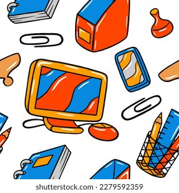 Patrón sin fisuras de kawaii de negocios en ilustración vectorial