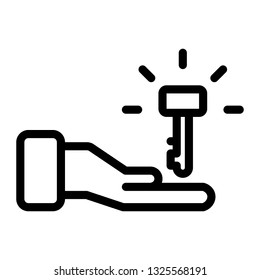 business key icon, outline black style, seo and business illustration
