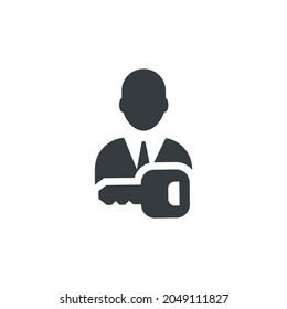 Business key icon, vector business key icon, vector illustration