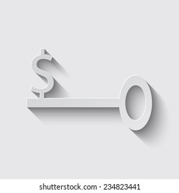 Business Key Icon Vector with shadow on a grey background