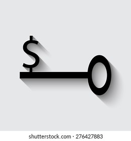 Business Key Icon Vector   with shadow on a grey background