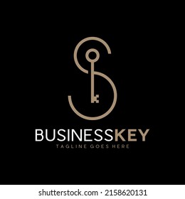 business key illustration logo design with letter SK