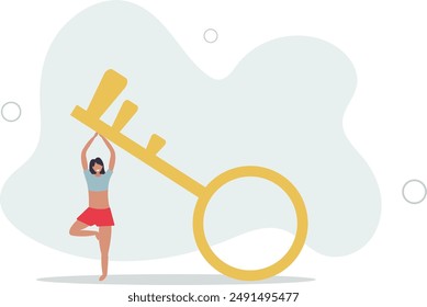 Business key success, solution to unlock career opportunity, aspiration or motivation to success, challenge or leadership concept.flat design.illustration with people.