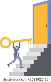 Business key success, solution to unlock career opportunity, aspiration or motivation to success,

