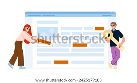 business keyword density  vector.  seo search, stuffing engine, content description business keyword density character. people flat cartoon illustration