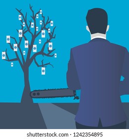 Business killer. He will destroy all your income. Bankruptcy. Business concept vector illustration