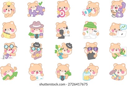 Business und Kimchi die Hamster Illustrationen Vektorgrafik. Entwurfsvorlage für Illustrationssymbole für Web Mobile UI-Element.