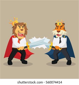 business king lion duel with business king tiger