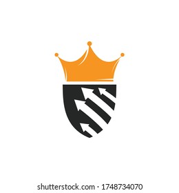 Diseño del logotipo del vector del rey de negocios. Gráfico de finanzas y diseño del logo de la corona.