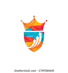 Business king vector logo design. Finance graph and crown logo design.
