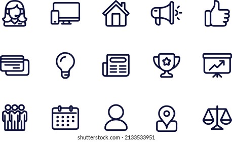 diseño vectorial de iconos de línea del kit de negocios 