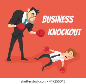 Business knockout. Vector flat cartoon illustration