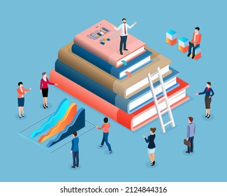 Conocimiento empresarial y concepto de centro de datos. Empresario de pie sobre el stock de libros de entrenamiento de mentores del personal de negocios desarrollo de formación e-learning concepto.