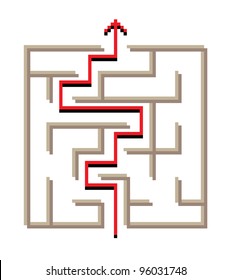 business labyrinth icon in pixel art